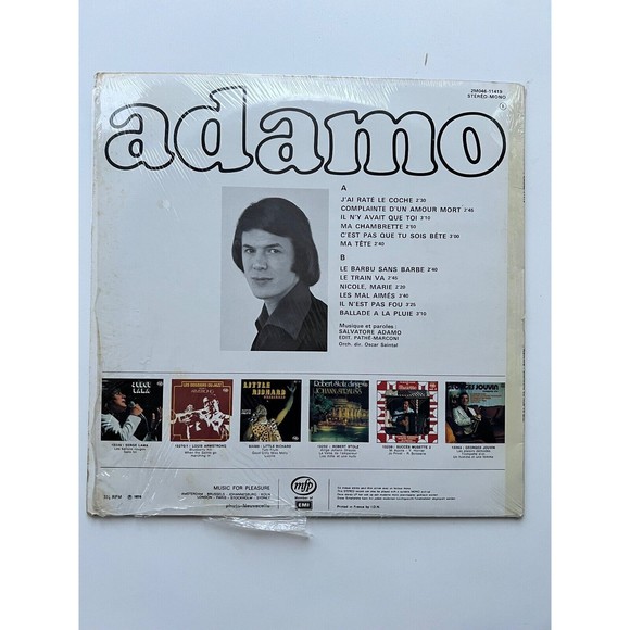 Adamo Chansons De Mes 16 Ans LP 1976 MFP Records Shrink EX Import France - Picture 2 of 7
